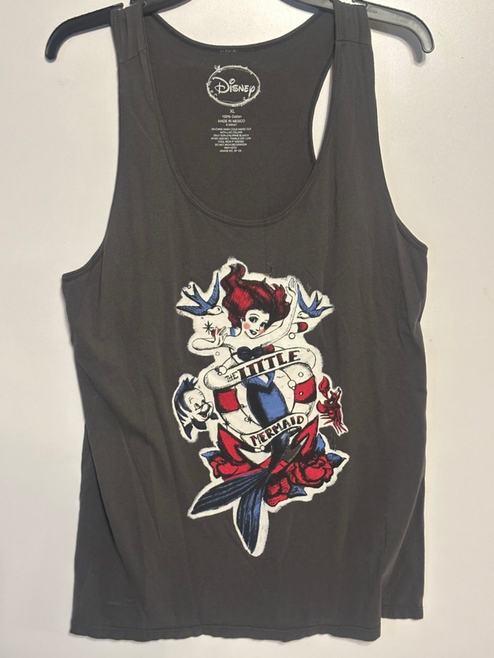 Disney Black Tank Top with Red & Blue Little Mermaid Patch